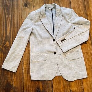 Youth Boys Blue Gray Linen Sports-coat Sz 12